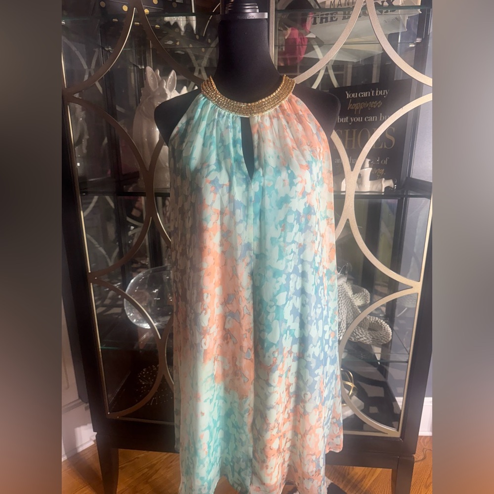 Vince Camuto Green Peach and Blue Dress